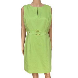 Tahari Arthur S Levine Jackie-o cotton Green Dress  Back Zip Sleeveless size 12